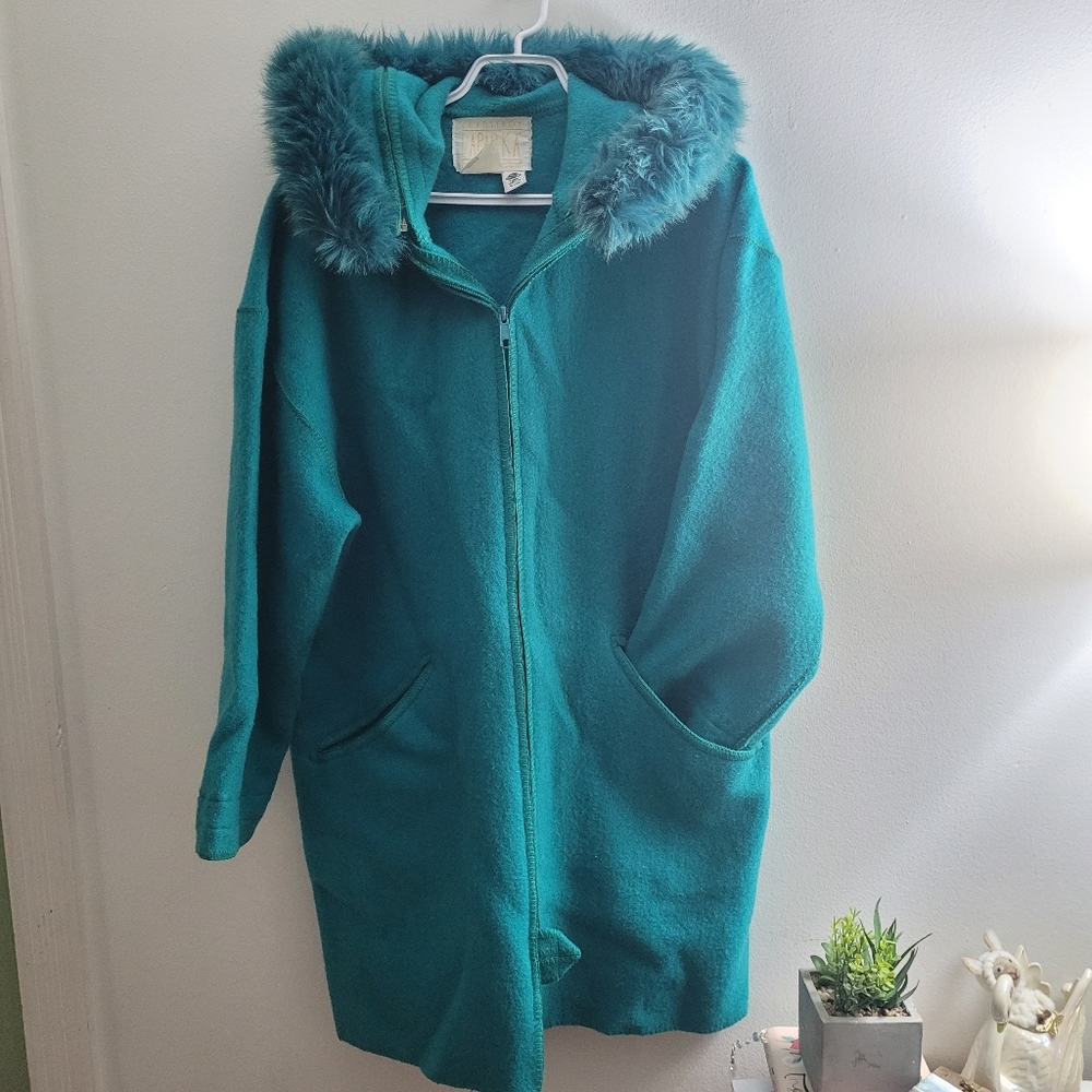 LINDA LUNDSTROM vintage La Parka 3-in-1 double layer coat teal size small